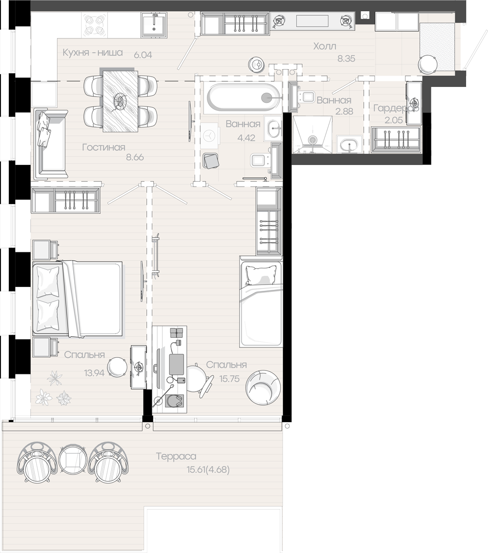 Планировка 66 м²