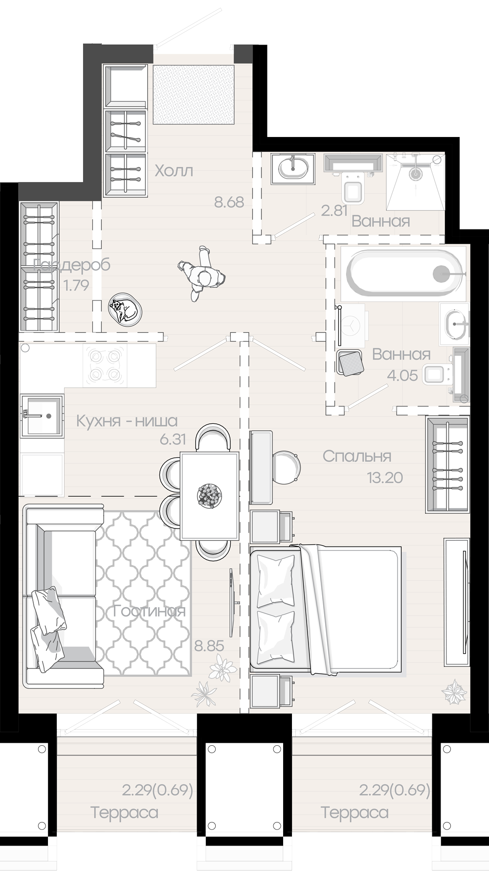 Планировка 47 м²