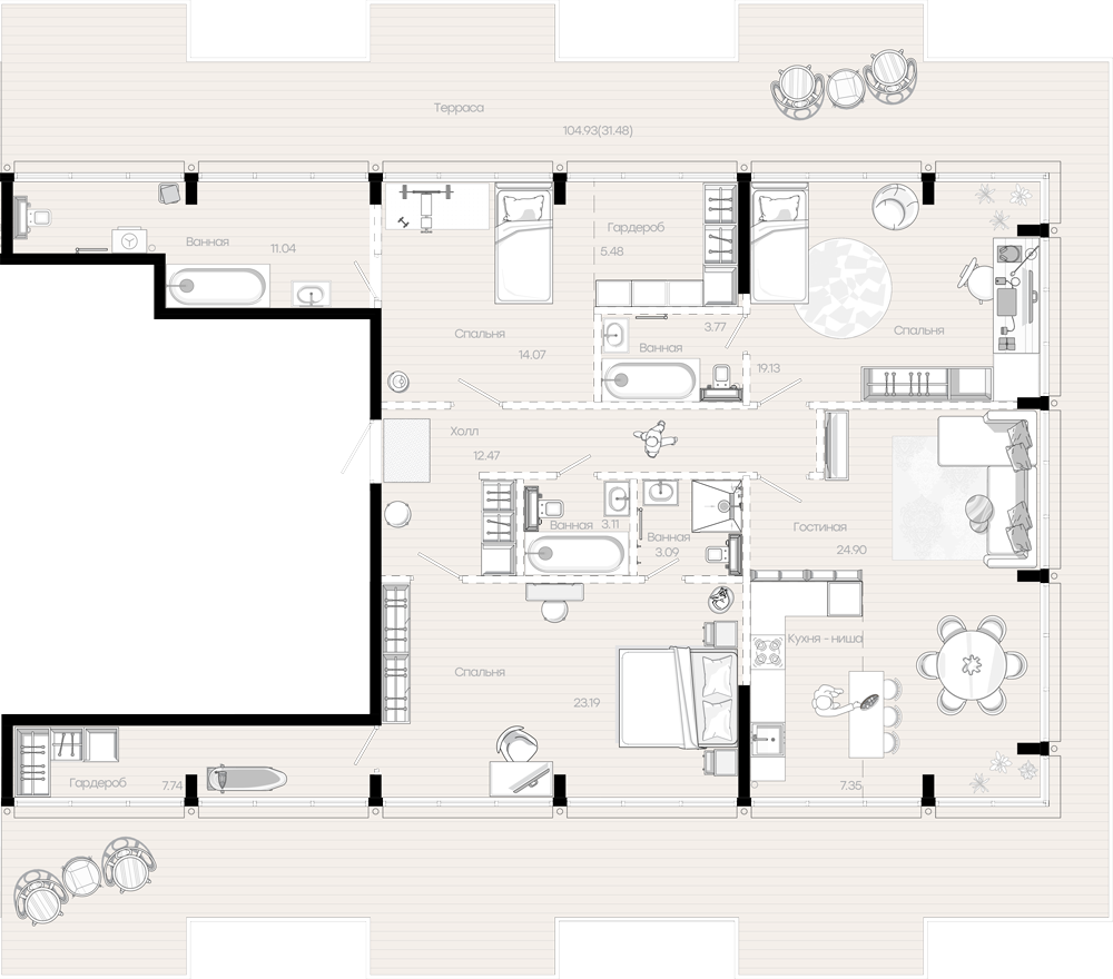 Планировка 166 м²